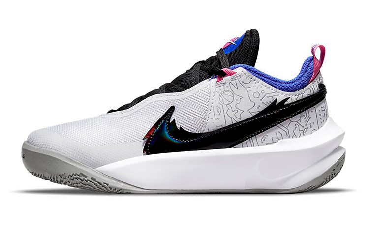 Nike × Space Jam Team Hustle D 10 SE actual GS low-top basketball shoes, white, black and blue, same style for men and women