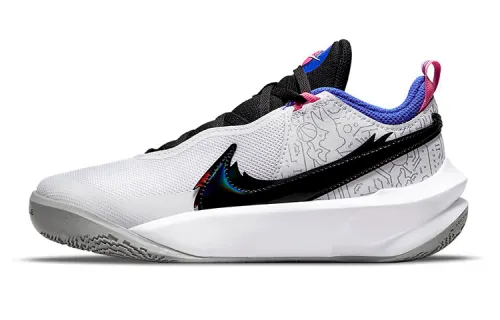 Nike × Space Jam Team Hustle D 10 SE actual GS low-top basketball shoes, white, black and blue, same style for men and women