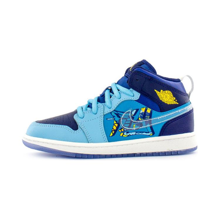 Детские кроссовки Jordan Air Jordan 1 Mid "Fly" (сине-желтые)