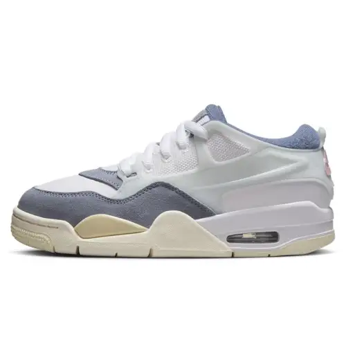 Jordan Air Jordan 4 Suede Low top Basketball Shoes White Blue Gray Unisex