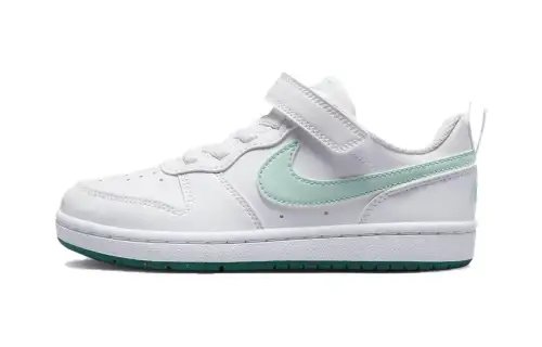 Nike Court Borough 2 BPV Casual Anti-slip Shoes Low-top Children's Shoes White and Green Small and Medium Children