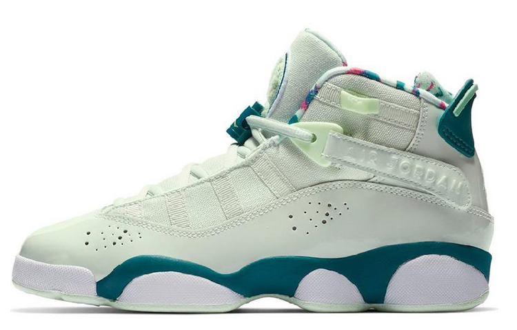 Jordan Air Jordan 6 Rings Green Abyss Slip Resistant Cushioning Abrasion Resistant Mid top Basketball Shoes Blue Green