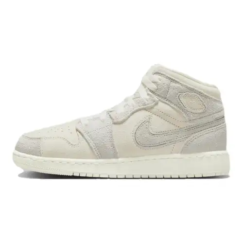 Jordan Air Jordan 1 Slip Resistant Abrasion Resistant Mid top Casual Shoes Ivory White Unisex