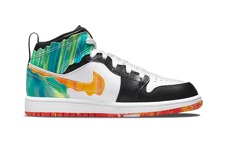 Детские кеды Jordan Air Jordan 1 Mid SE "Wave" (черный / белый / желтый) — Чёрный / белый / жёлтый — фото 4