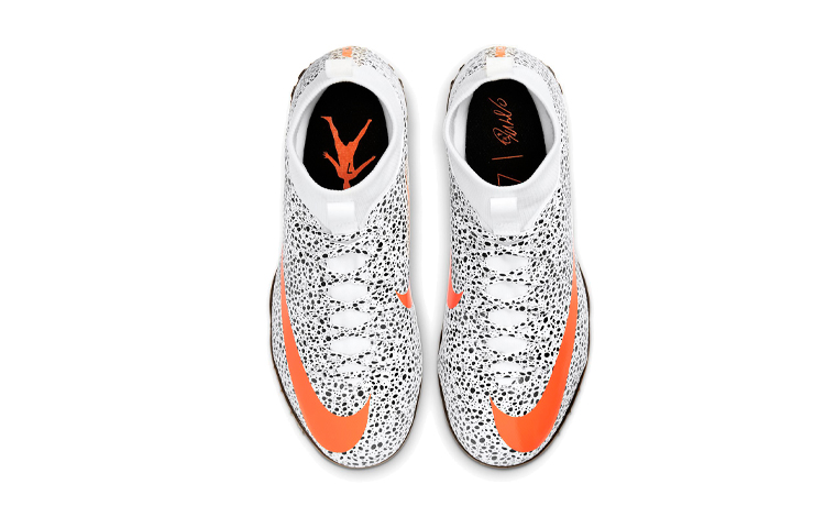 Детские бутсы Nike Mercurial Superfly 7 (бело-черно-оранжевые) — фото 5