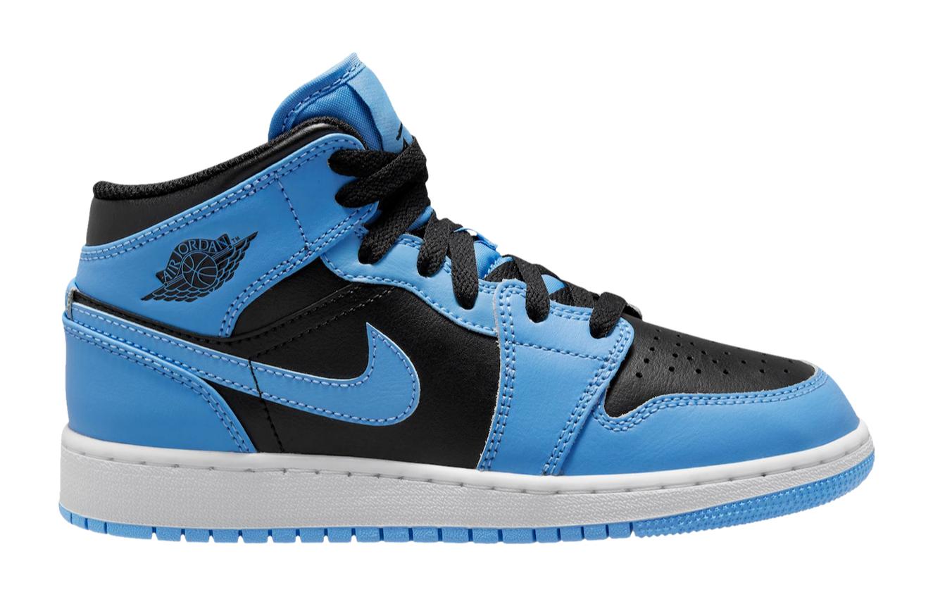 Кроссовки Jordan Air Jordan 1 Mid University Blue (черно-синие) — фото 2