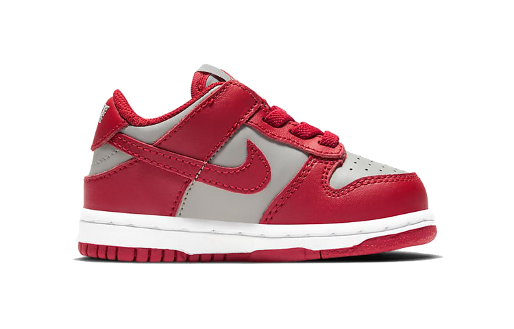 Детские кеды Nike Dunk Medium Grey (серый / красный) — фото 3