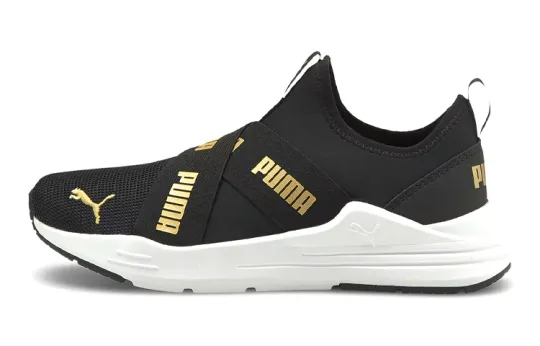 Puma Wired Run Slip-On Big Kid 'Black Team Gold'