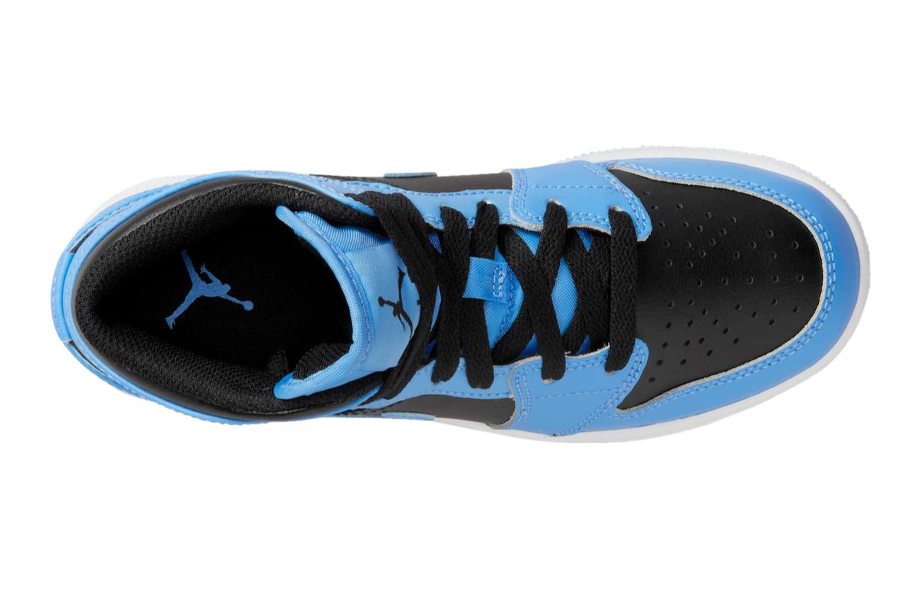 Кроссовки Jordan Air Jordan 1 Mid University Blue (черно-синие) — фото 4