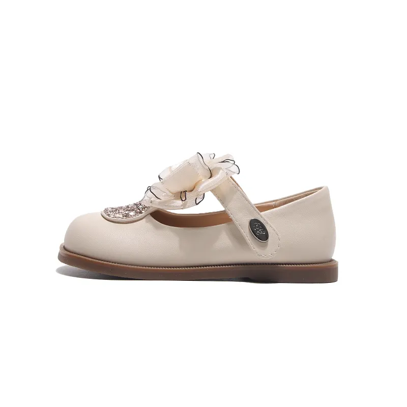Montagut Princess soft-soled little girl performance low-top children's leather shoes children's style