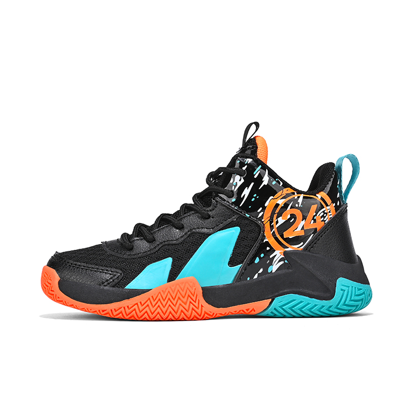Peter Pan mesh double net spring court exciting play spacious toe toe cushioning stable grip concave shape strong childish style mid-top basketball shoes