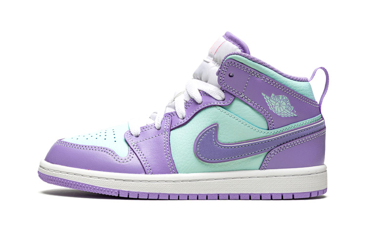 Детские кроссовки Jordan Air Jordan 1 Mid "Purple Glacier Blue" (фиолетово-зеленые)