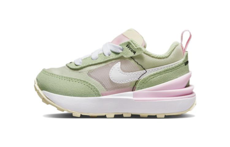 Детские кроссовки Nike Waffle One (зелено-розовые)