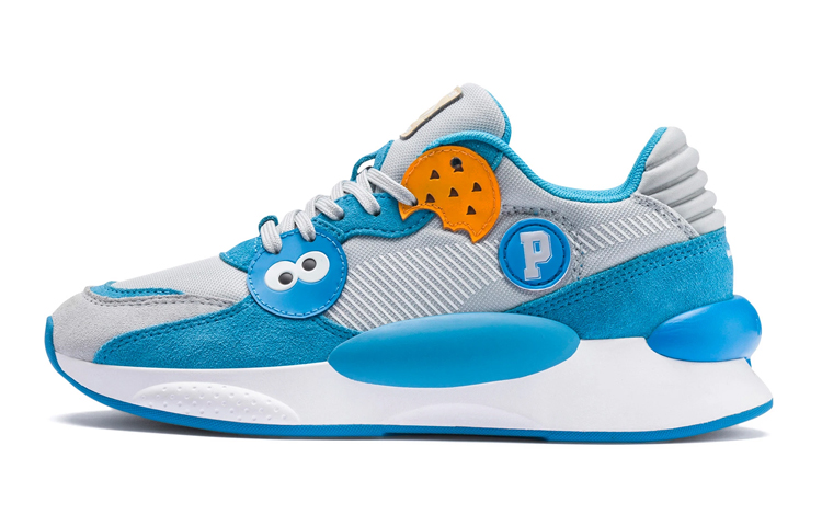 SESAME STREET/Sesame Street x PUMA RS 9.8 50 Sesame Street joint model cartoon style Velcro casual low-top children's running shoes blue youth