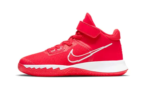 Nike Flytrap 4 Lightweight and comfortable, non-slip, shock-absorbing and wear-resistant, mid-top children's basketball shoes, red and white, for children and middle-aged children