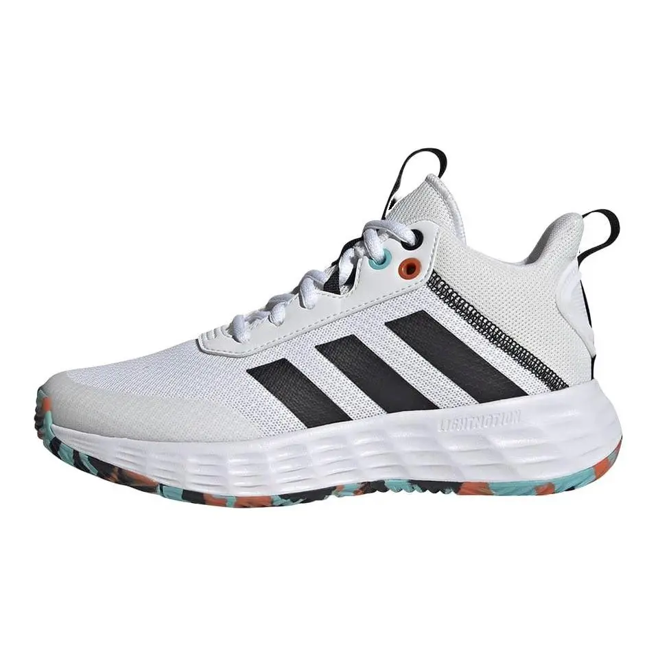 Adidas OwnTheGame 2.0 Slip Resistant Abrasion Resistant Mid top Performance Basketball Shoes White Black Kids'