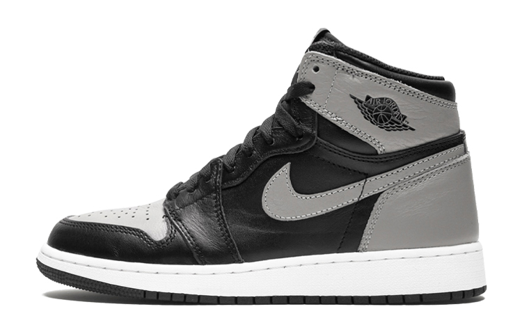 Jordan Air Jordan 1 Retro High Shadow 2018 leather comfortable and versatile wear-resistant high-top children's basketball shoes black gray