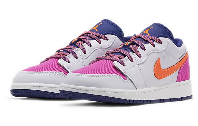 Кеды Jordan Air Jordan 1 Low (серые с оранжевым) — Серыйоранжевый — фото 3