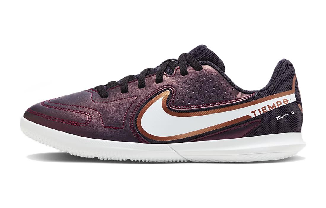 Nike Tiempo Legend 9 Club IC Anti-slip Shoes Absorbing and Wear Resistant Low Top Children's Football Shoes Purple White Children's Style