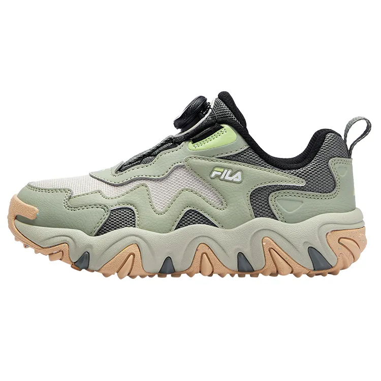 FILA KIDS Tiger Paw Shoes Slip Resistant Abrasion Resistant Low top Kids' Training Shoes Pelican Brown/Tea Green