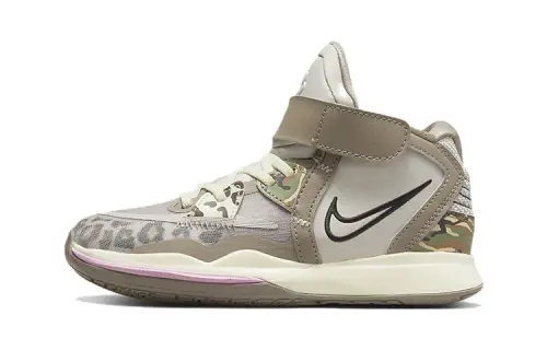 Nike Kyrie 8 infinity Irving 8 Comfortable and versatile Middle-top Children's basketball shoes Brown and white Small and medium-sized children