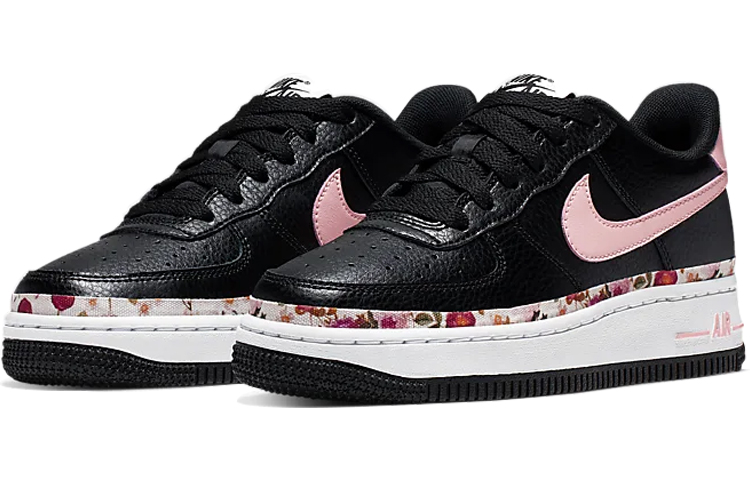 Кеды Nike Air Force 1 Vintage Floral "pink Tint" GS (черно-розовые) — фото 5