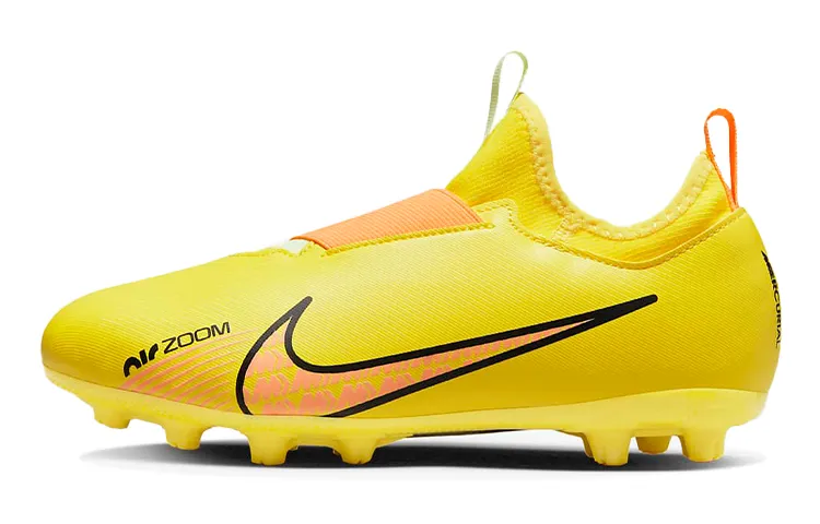 Nike Zoom Vapor 15 Killer 15 Academy HG Slip Resistant Cushioning Abrasion Resistant Low top Soccer Shoes Yellow Kids'