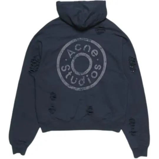 Толстовка Acne Studios SS26 с капюшоном и длинными рукавами, на пуговицах сзади, с логотипом, одинаковый стиль для мужчин и женщин