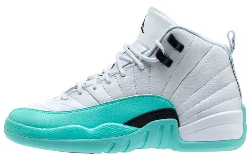 Jordan Air Jordan 12 Retro Light Aqua anti-slip shock-absorbing high-top children's basketball shoes blue and white