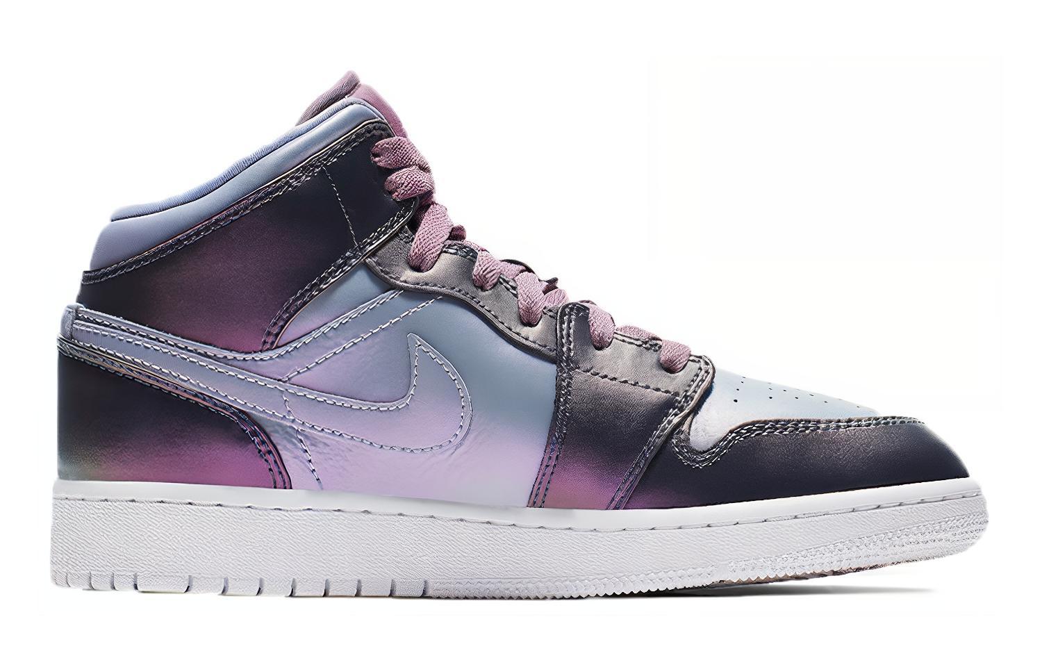 Подростковые кроссовки Jordan Air Jordan 1 Mid GS (фиолетовые) — фото 4