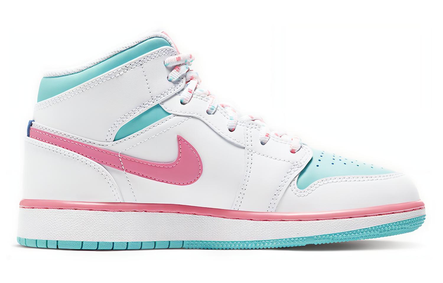 Кеды Jordan Air Jordan 1 Mid (бело-сине-розовые) — фото 7