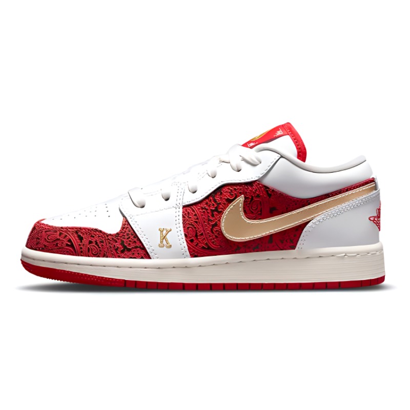 Кроссовки Jordan Air Jordan 1 Low SE "Spades" (бело-красно-золотые)
