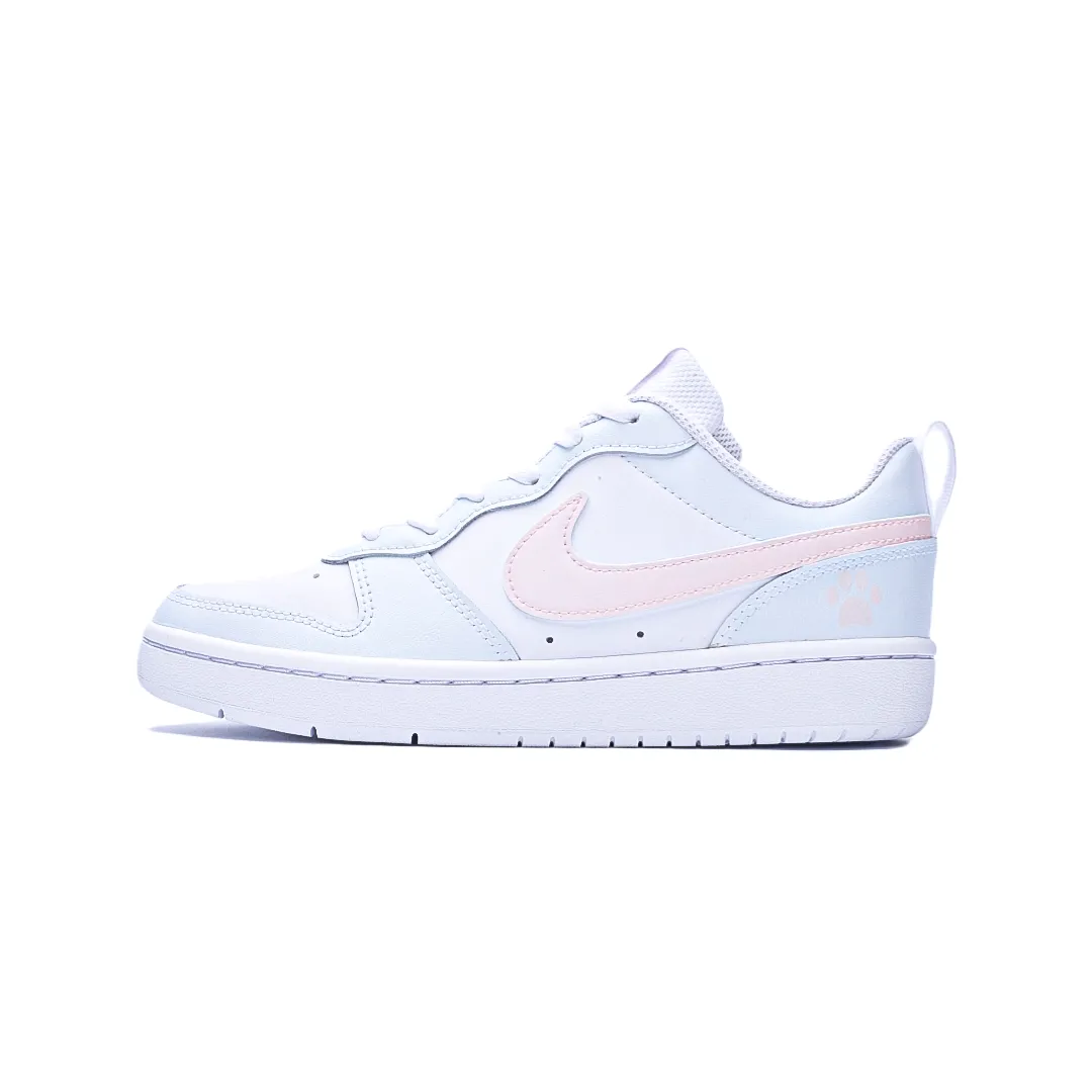 Nike White Sneakers Leather Slip Resistant Abrasion Resistant Low top Kids' Skateboarding Shoes Light Mismatched