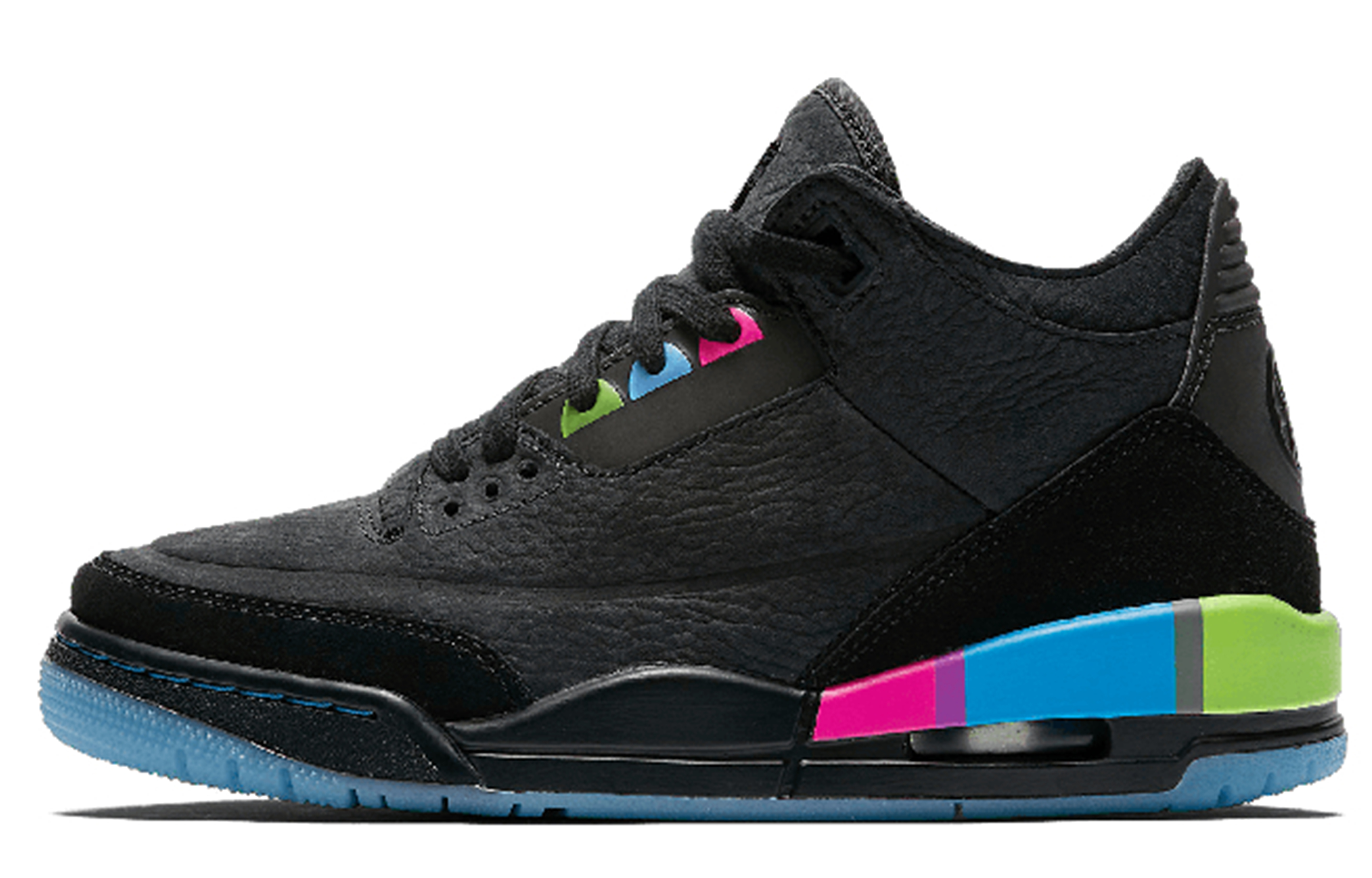 Jordan Air Jordan 3 Retro Quai54 Leather Shock Absorbing Support Mid Top Children's Basketball Shoes Black