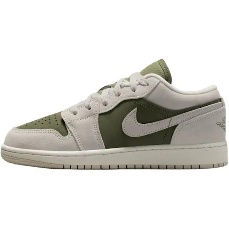 Jordan Air Jordan 1 Low top Children's Basketball Shoes Gray Green Unisex