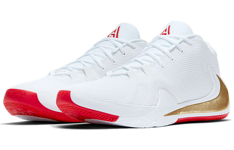 Кроссовки Nike NikeFreak 1 Zoom Roses (белый / красный / золотой) — фото 3