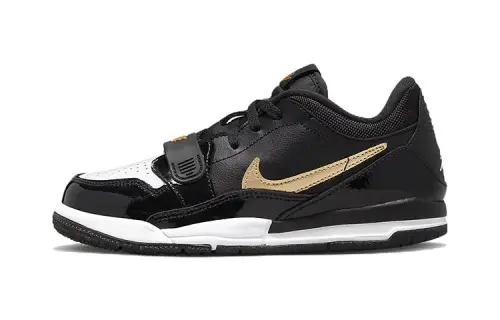 Jordan Legacy 312 Low anti-slip, shock-absorbing and wear-resistant low-top retro basketball shoes black gold for children and middle-aged children
