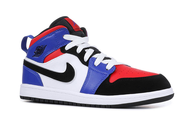 Кроссовки Jordan Air Jordan 1 Mid "top 3" (синий / красный / черный) — Синий / красный / чёрный — фото 4