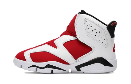 Jordan Air Jordan 6 6 Retro Little Flex Comfortable and versatile, non-slip, shock-absorbing and wear-resistant, high-top children's basketball shoes, white and red, 2021 version for children and middle-aged children