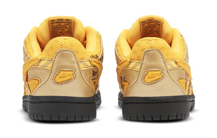 Детские кеды OFF-WHITE x Nike Rubber Dunk University Gold (черно-золотые) — Чёрныйзолотой — фото 6