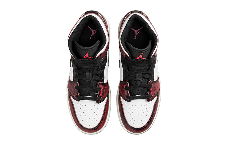 Кроссовки Jordan JordanAir Jordan 1 Mid Wear-Away GS (красный / белый / черный) — Красный / белый / чёрный — фото 4