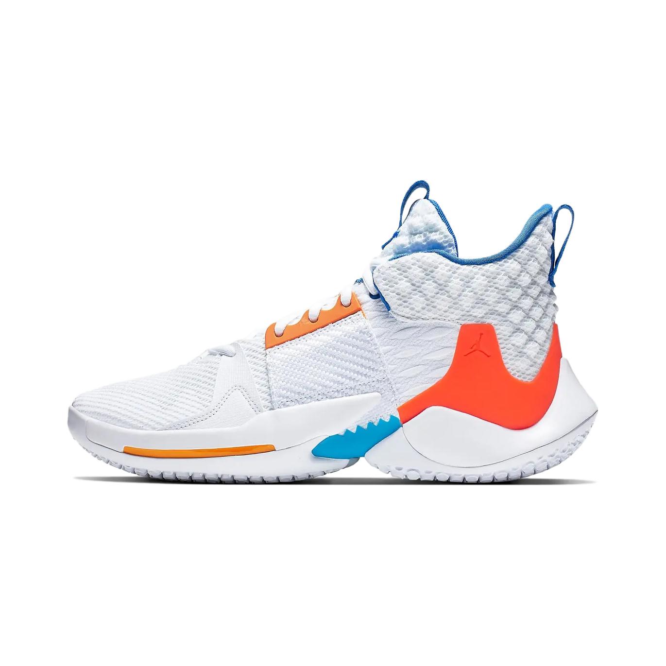 Детские кроссовки Jordan Why Not Zer0.2 (бело-сине-красные)