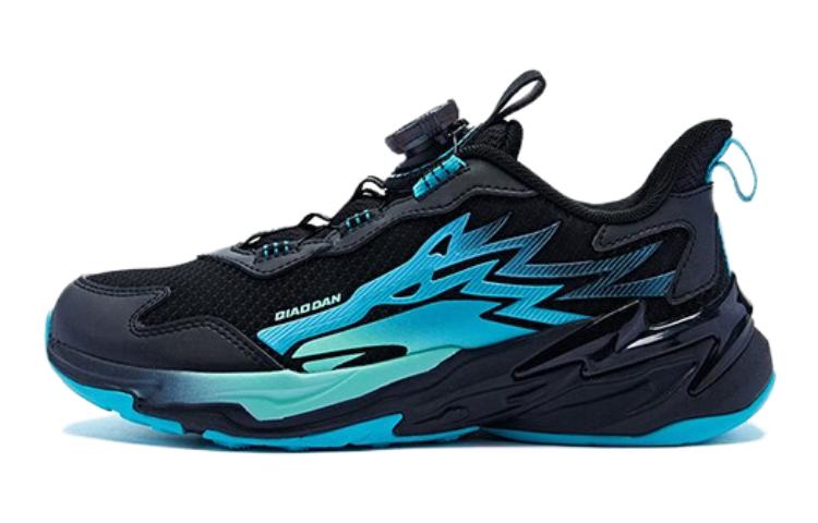 Jordan synthetic leather round toe knobs low top running shoes black blue youth