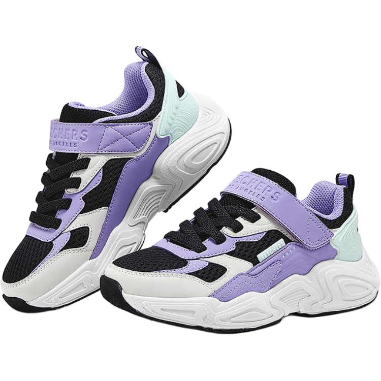 Детские кроссовки Skechers kids Air-Cooled MEMORY FOAM (черно-бело-фиолетовые) — Чёрныйбелыйфиолетовый — фото 3