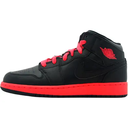 Jordan 1 Mid top Skateboard Shoes Red Black Unisex