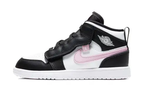Jordan Air Jordan 1 mid alt, comfortable and versatile, non-slip, shock-absorbing and wear-resistant, mid-top, retro basketball shoes, black, pink and white, for children and middle-aged children