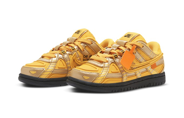 Детские кеды OFF-WHITE x Nike Rubber Dunk University Gold (черно-золотые) — Чёрныйзолотой — фото 4