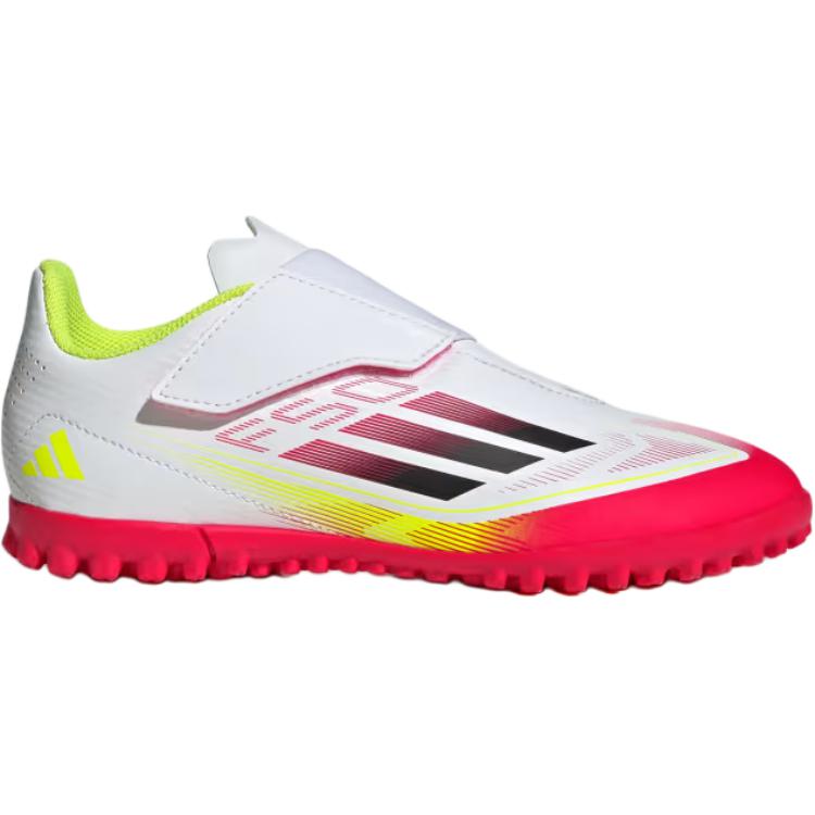 Детские бутсы adidas F50 CLUB VEL TF (бело-черно-желтые) — 白/黑色/亮黄荧光 — фото 4