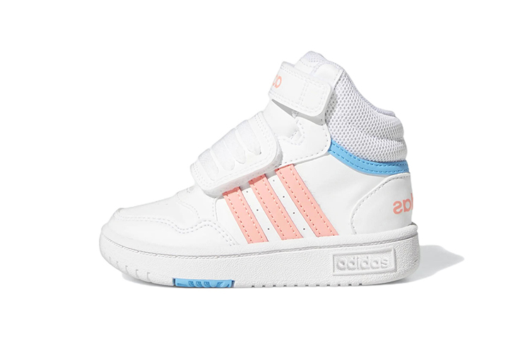 Детские кеды adidas neo Hoops Mid (белый / розовый / синий)