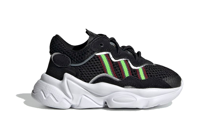 Детские кроссовки adidas Ozweego (черно-зелено-красные) — 黑/绿/酒红 — фото 3